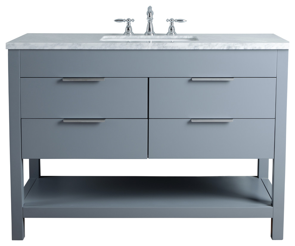Rochester Gray Single Sink Bathroom Vanity, 48" Contemporary