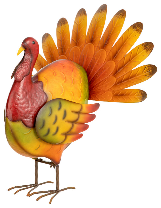 21.5"H Thanksgiving Metal Turkey Porch Decor Traditional Outdoor