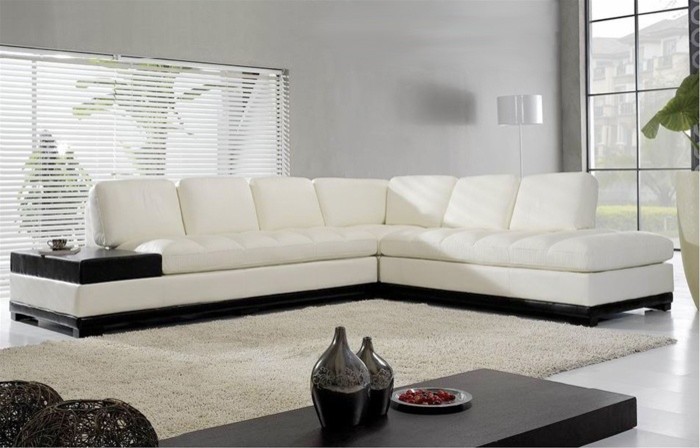 Metzer Leather Sectional Sofa - White Sofas