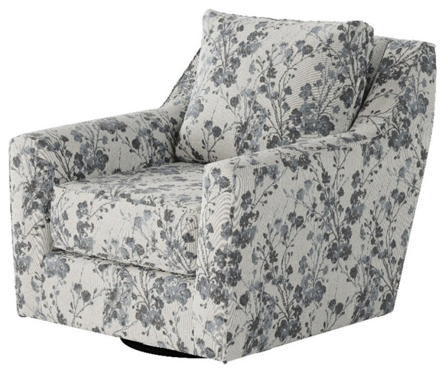 Southern Home Furnishings Freesia Denim Fabric Swivel Glider Accent