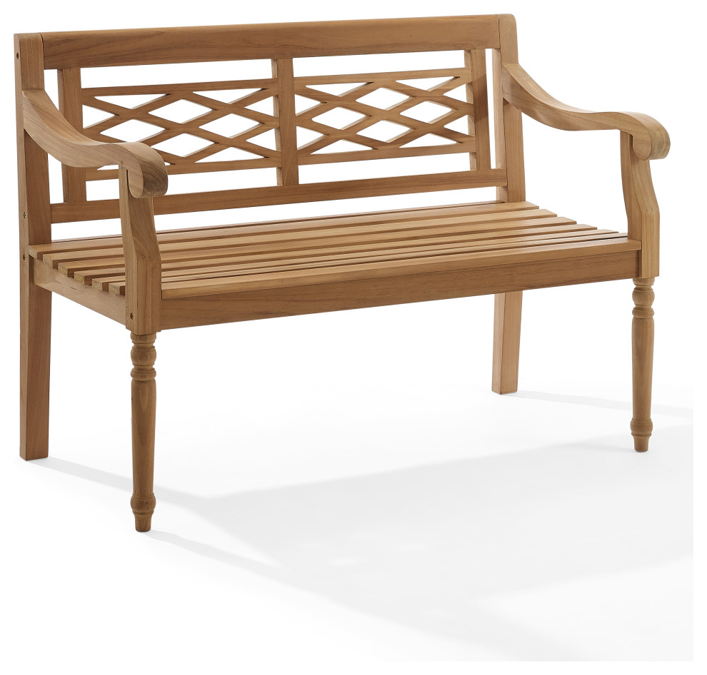 Olivier Indoor/Outdoor Teak Bench Traditional Outdoor Benches by
