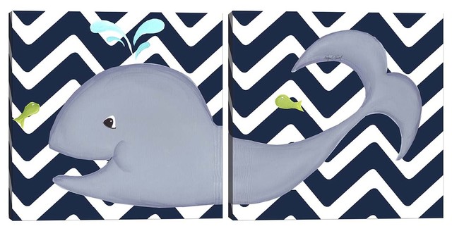 Wallace Whale Diptych, Navy