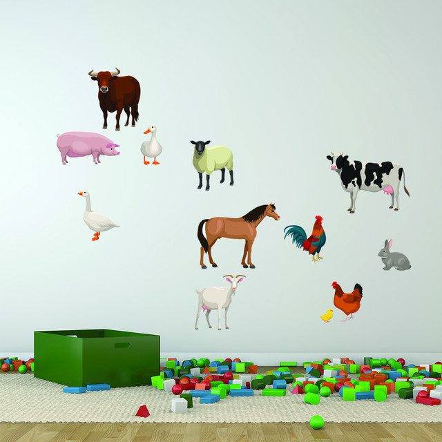 Farm Animal Set Wall Decal Sticker Farmhouse Wall Decals by Style