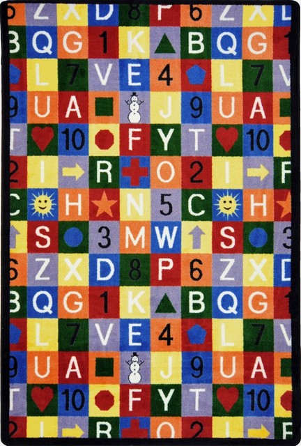 Playful Patterns, Children's Area Rugs Edu-Squares Rug, 5'4