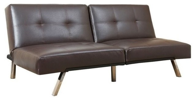 Abbyson Living Jakarta Leather Convertible Sofa Brown