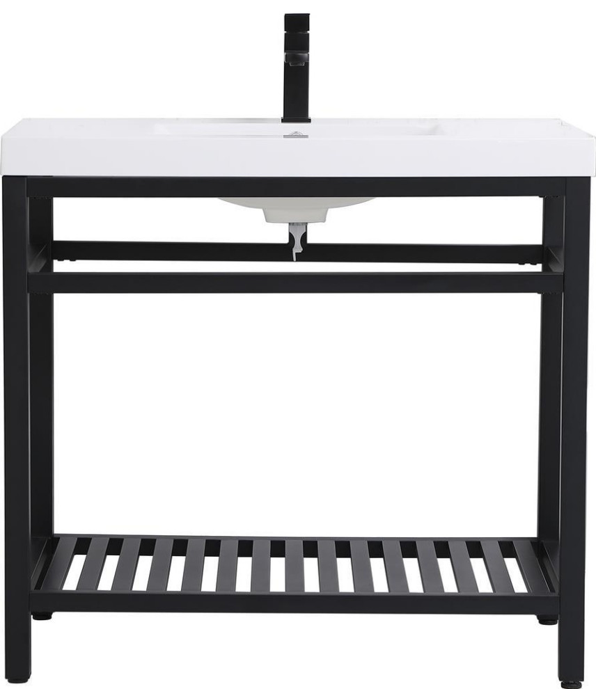 Bathroom Vanity Sink Modern Contemporary Single Black Iron Bron