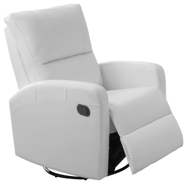 white leather glider chair