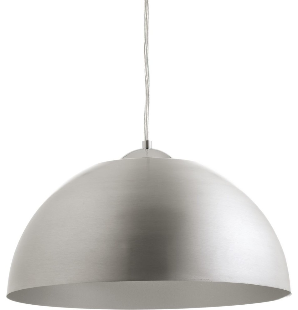 Progress Lighting Dome 1-Light Pendant, Satin Aluminum, 16"x8.88"