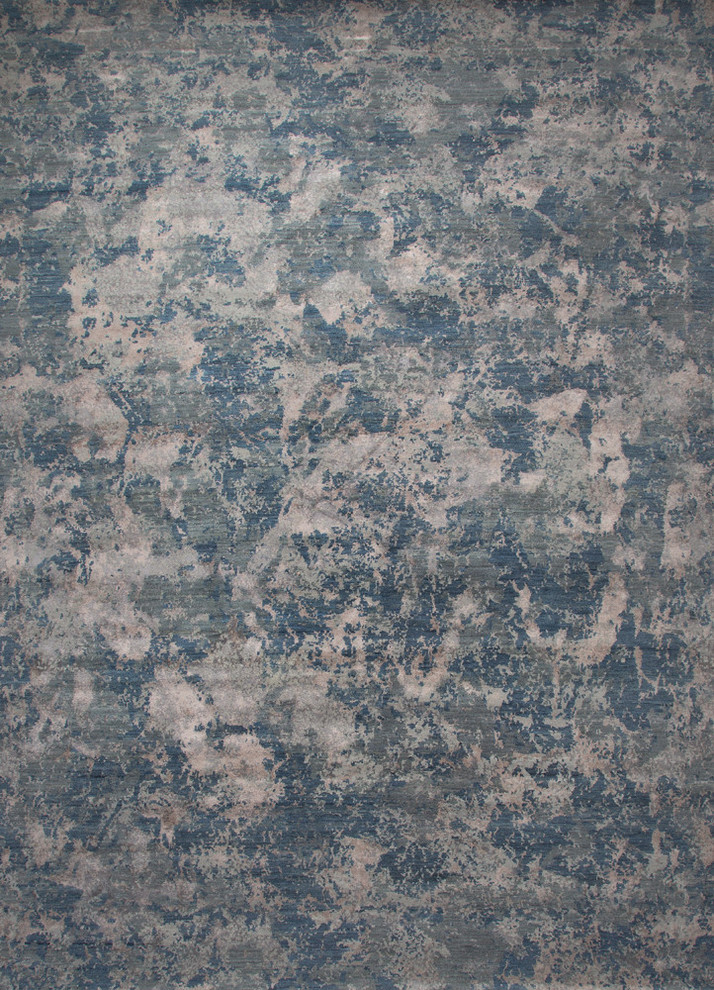 Chaos Theory Blue and Grey Rug, Blue, 5'6" x 8