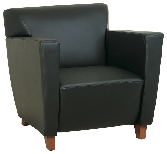 Office Star Furniture Leather Club Chair in Black