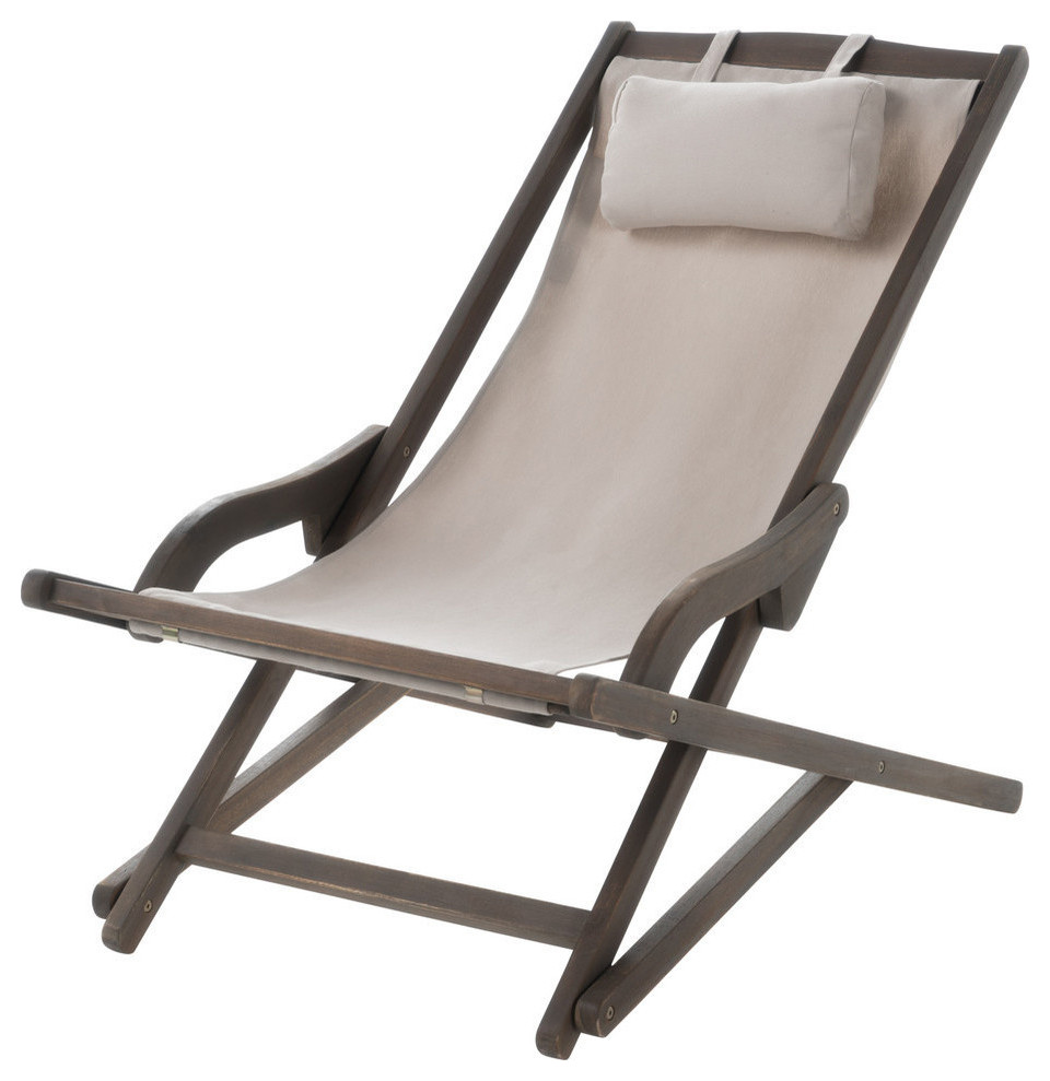 GDF Studio Northland Outdoor Wood and Canvas Sling Chairs, Set of 2