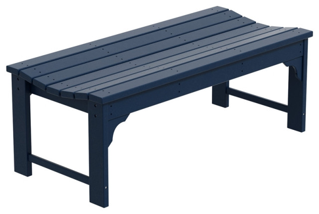 Ellendale Poly Plastic Backless Adirondack Bench in Navy Blue