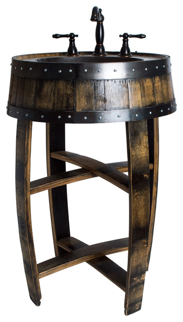 Bourbon Barrel Vanity With Stave Legs, Whiskey Barrel Sink Vanity