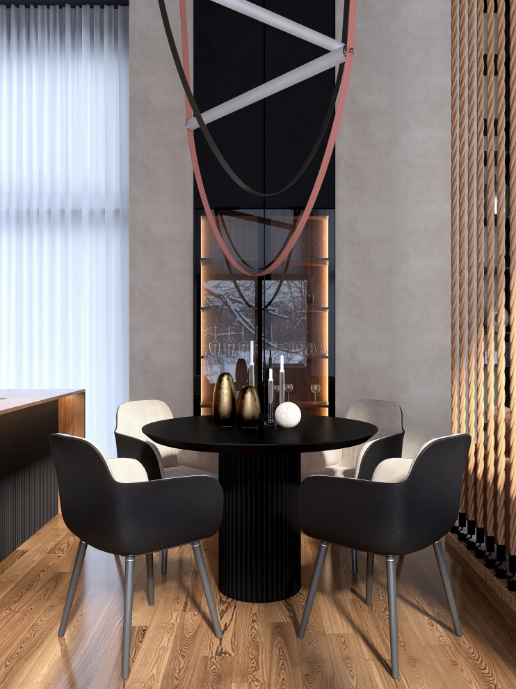 Кухня-гостиная в доме в лесу