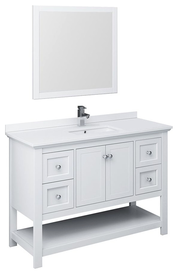 Manchester 48" Traditional White Bathroom Vanity Set Transitional