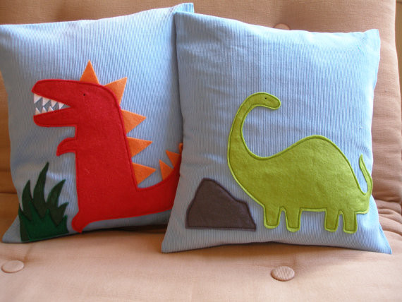 Dinosaur Pillow by Two Birds Textiles