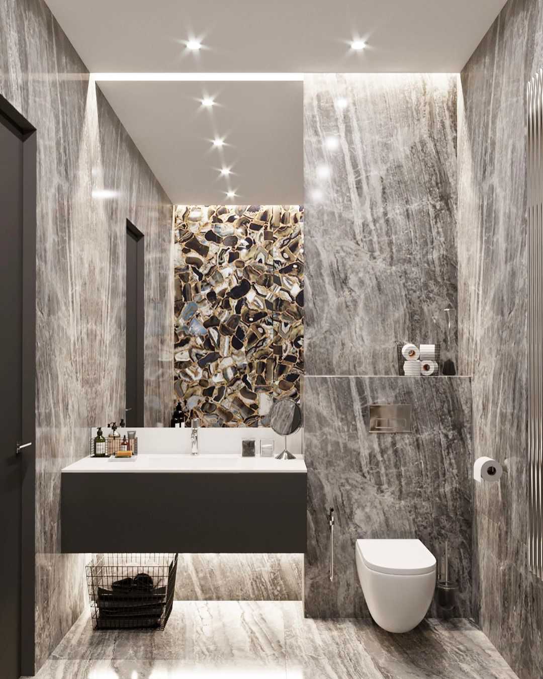 Дизайн-проект ванной команты в современном стиле в ЖК ‘Небесный’