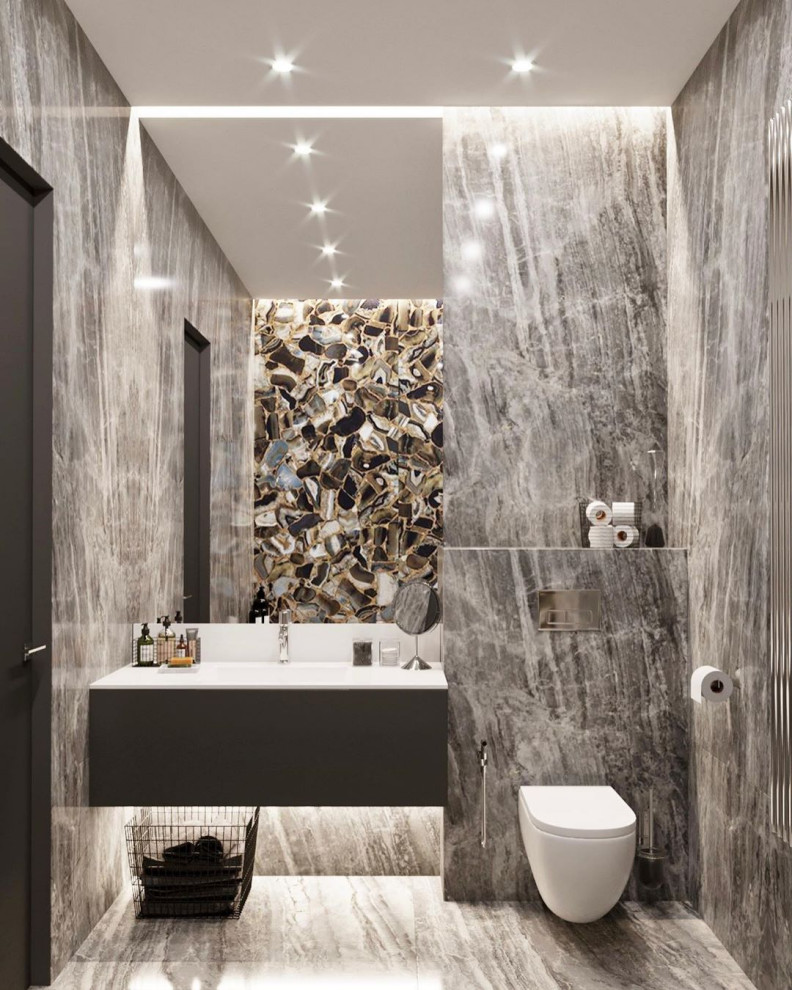 Дизайн-проект ванной команты в современном стиле в ЖК ‘Небесный’