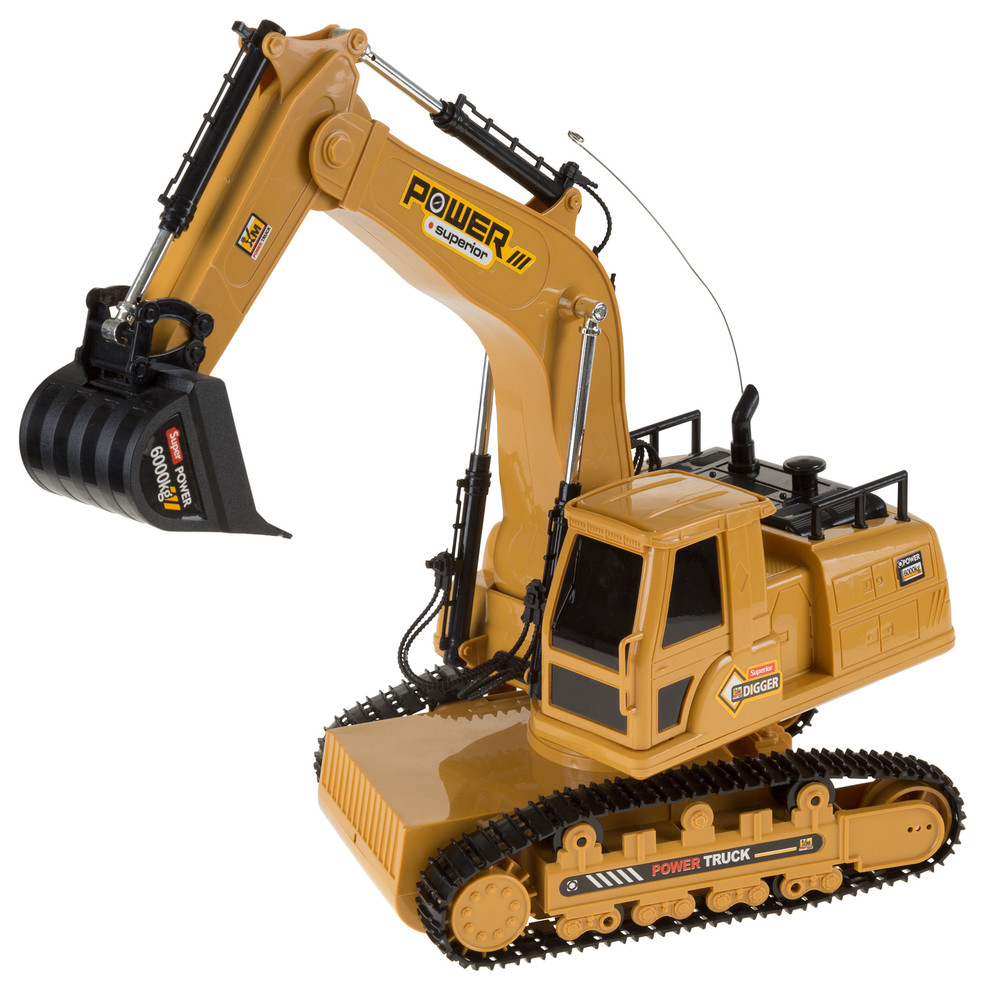 Hey! Play! Remote Control Excavator Construction Toy With Movable Claw