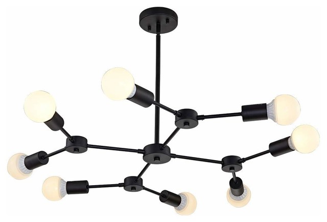 8 Light Sputnik Chandelier Mid Century Modern Fixture Black