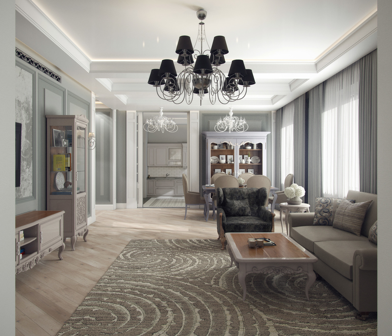 Проект интерьеров квартиры в стиле современной классики