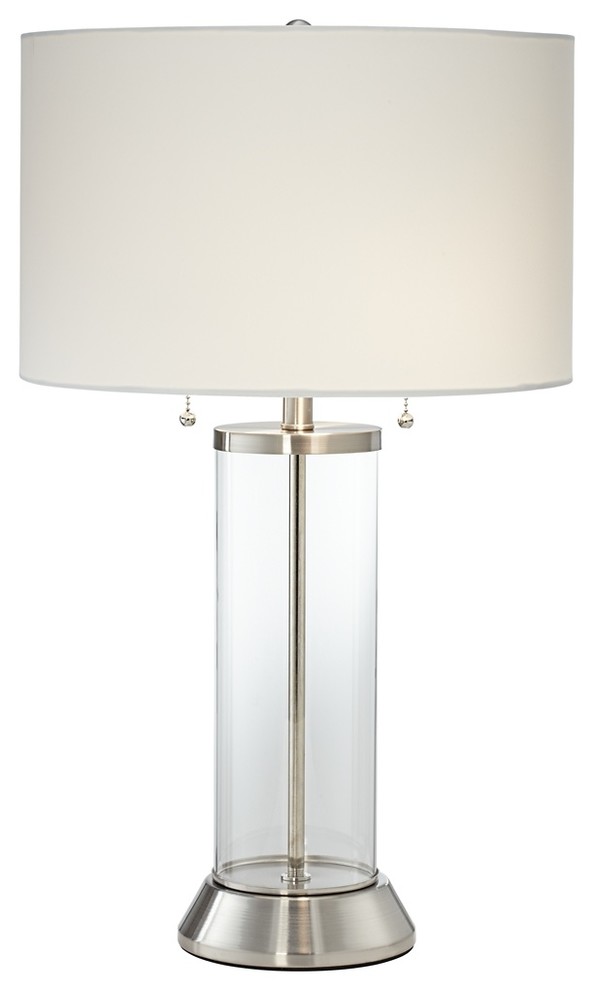 Fritz Glass Column Table Lamp with USB Port and Utility Plug