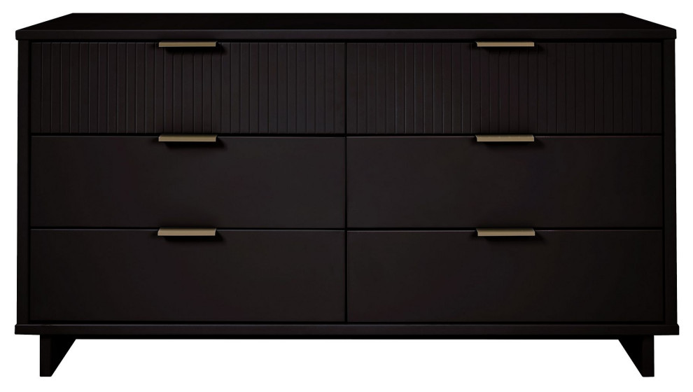 Granville 55.07 Double Wide Dresser, Black Transitional Dressers