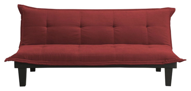 Contemporary Futon Style Sleeper Sofa Bed Red Microfiber Futon Style Sleeper Sofa Bed