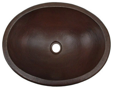 17" Mexican Hammered Copper Wide Oval Bath Sink