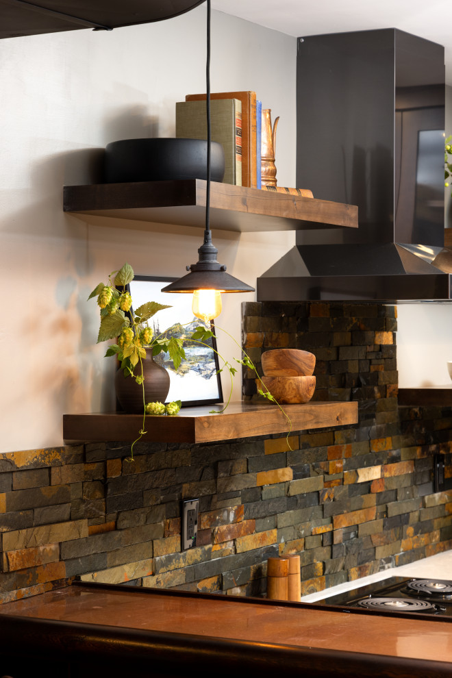 Inspiration for a rustic kitchen remodel in Portland