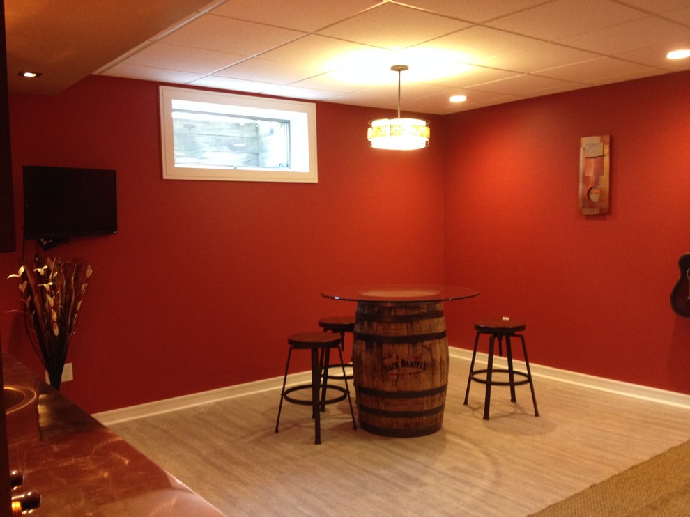 Large transitional wine cellar photo with diamond bins