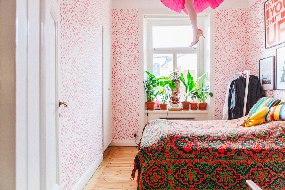 Eclectic bedroom in Stockholm.