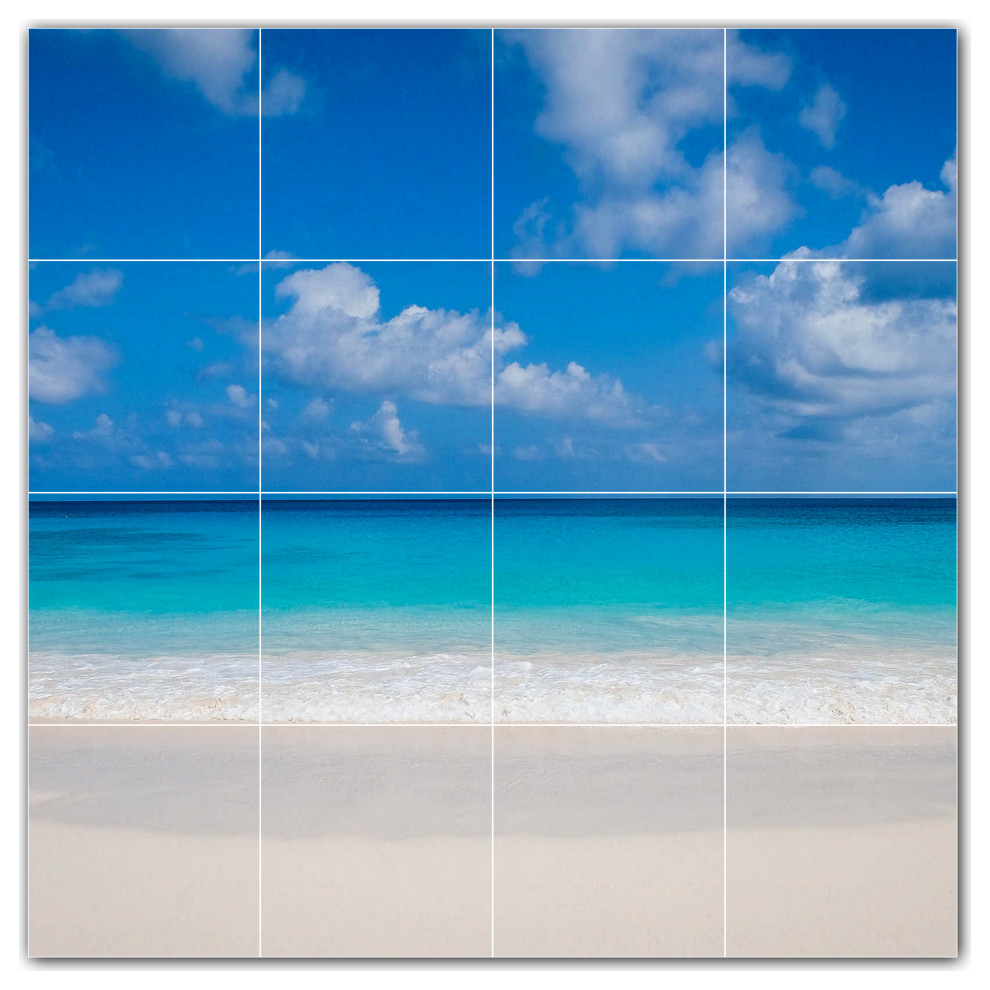 Beach Ceramic Tile Wall Mural HZ500064, 24" Wide x 24" High Beach