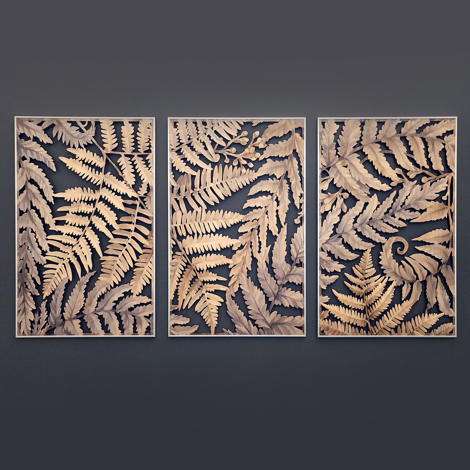 Декор на лестницу: триптих «Папоротник»