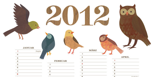 Birds Poster Calendar 2012 by Enna