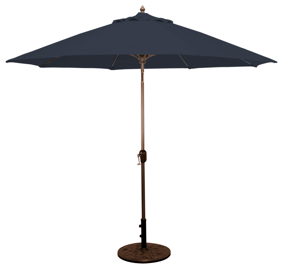 9' Patio Umbrella With Auto Tilt and Crank Lift, , Black