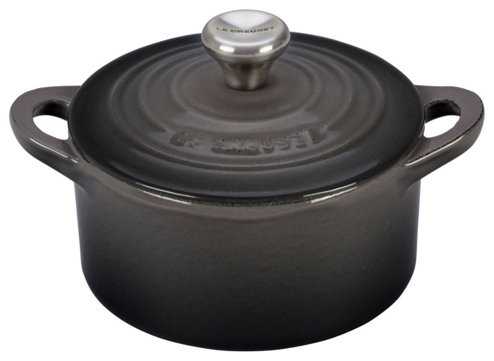 Le Creuset Oyster Cast Iron Mini Cocotte with Stainless Steel Knob, 1/3 Quart