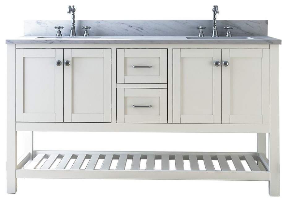 Doylestown 61" Bathroom Vanity, White Transitional Bathroom