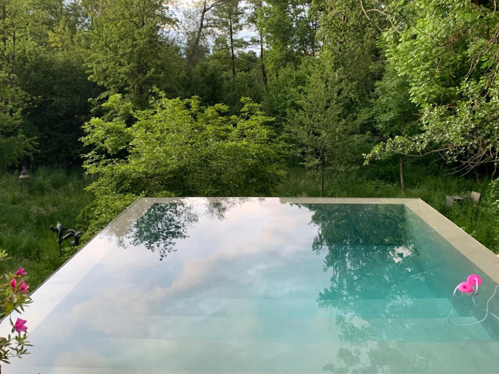 Infinity-Pool neben dem Haus in rechteckiger Form With Pooltreppe and Betonboden in Frankfurt