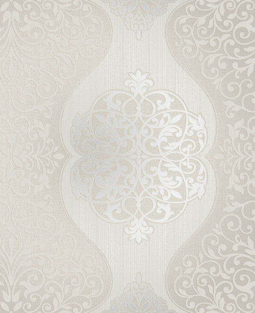 Energico Gray Medallion Wallpaper Traditional Wallpaper by