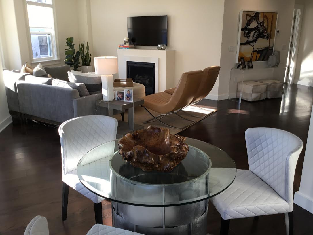 A Cozy Transitional Living Room with Gray and Neutral Colors