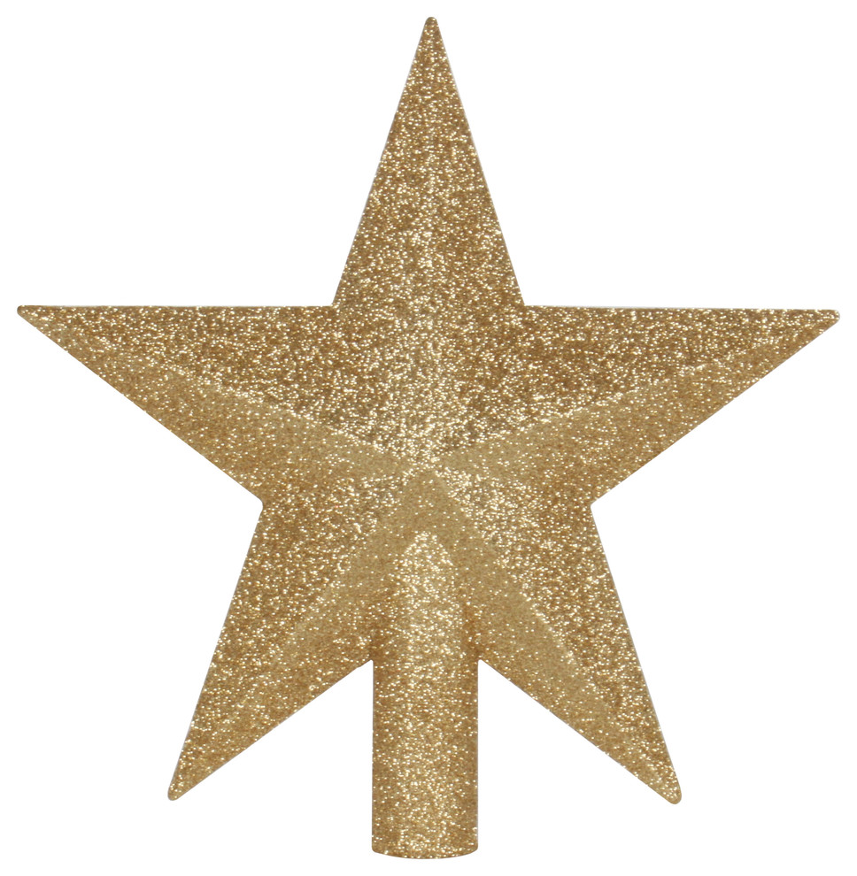 9" Gold Star Tree Topper Contemporary Christmas Ornaments by