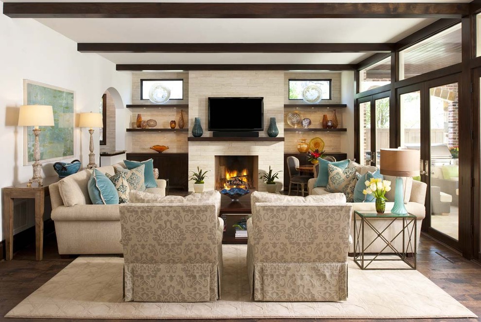 Transitional family room in Dallas.