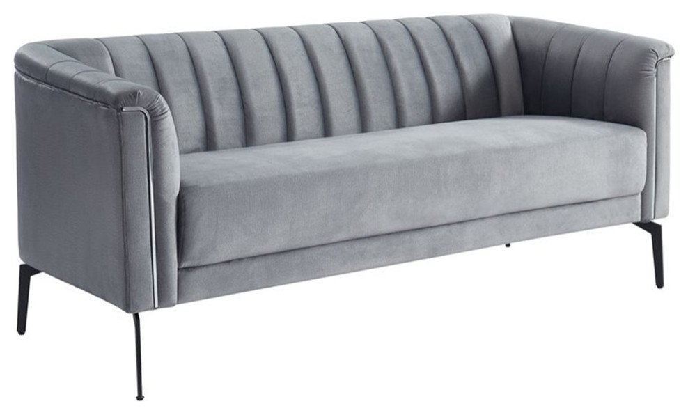 Divani Casa Patton Modern Polyester Fabric & Metal Upholstered Sofa in Gray  - Midcentury - Sofas - by Homesquare | Houzz