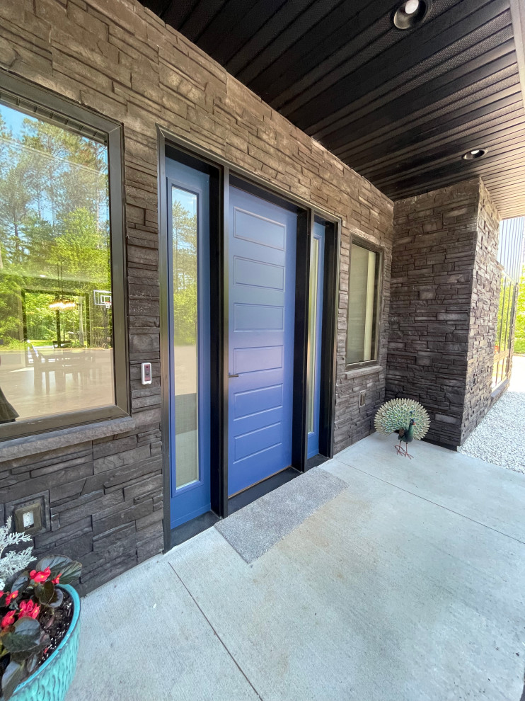 Modern front door in Other with a single front door and a blue front door.
