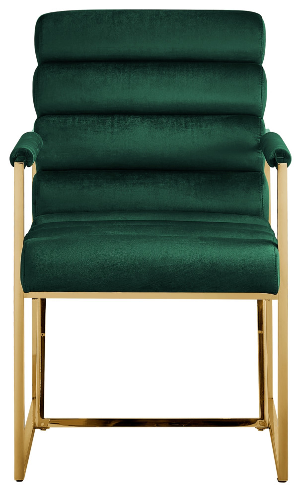 Inspired Home Maddyn Dining Chair, Velvet Hunter Green/Gold