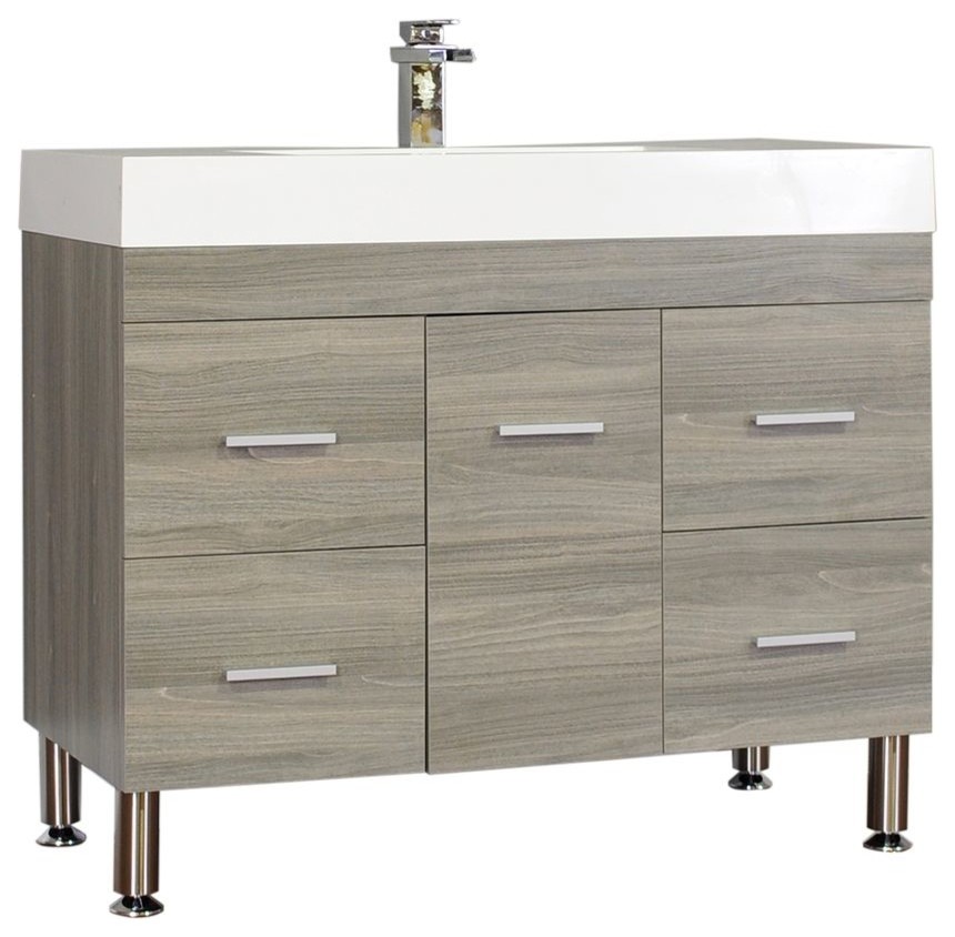 Greenville 39" Single Modern Bathroom Vanity, Gray Contemporary
