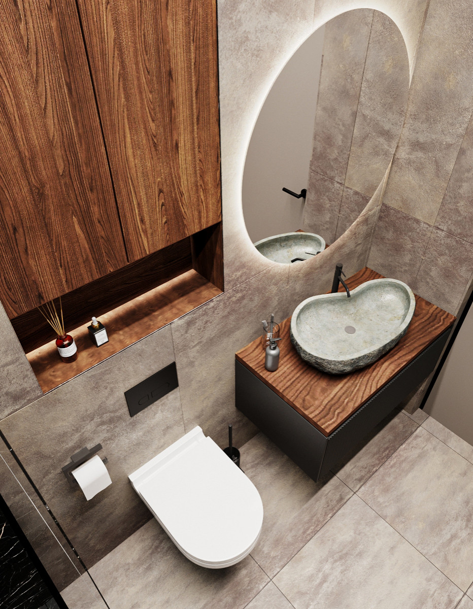 Современные оттенки серого и уютного дерева)