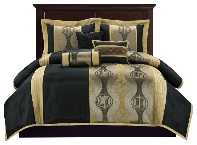 Kath 7 Piece Bedding Comforter Set, Gold Bedding King