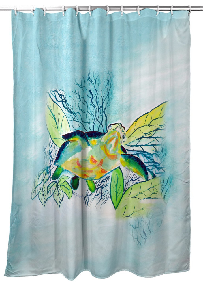 Betsy Drake Smiling Sea Turtle Shower Curtain